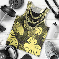 Yellow Hawaii Kukui Nut Lei Men Tank Top Hawaiian Pattern Monstera Tropical Vibes - Polynesian Pride