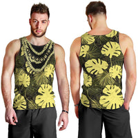 Yellow Hawaii Kukui Nut Lei Men Tank Top Hawaiian Pattern Monstera Tropical Vibes - Polynesian Pride