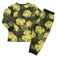 Yellow Hawaii Kukui Nut Lei Christmas Pajama Set Hawaiian Pattern Monstera Tropical Vibes - Polynesian Pride