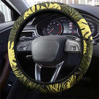 Yellow Hawaii Kukui Nut Lei Steering Wheel Cover Hawaiian Pattern Monstera Tropical Vibes - Polynesian Pride