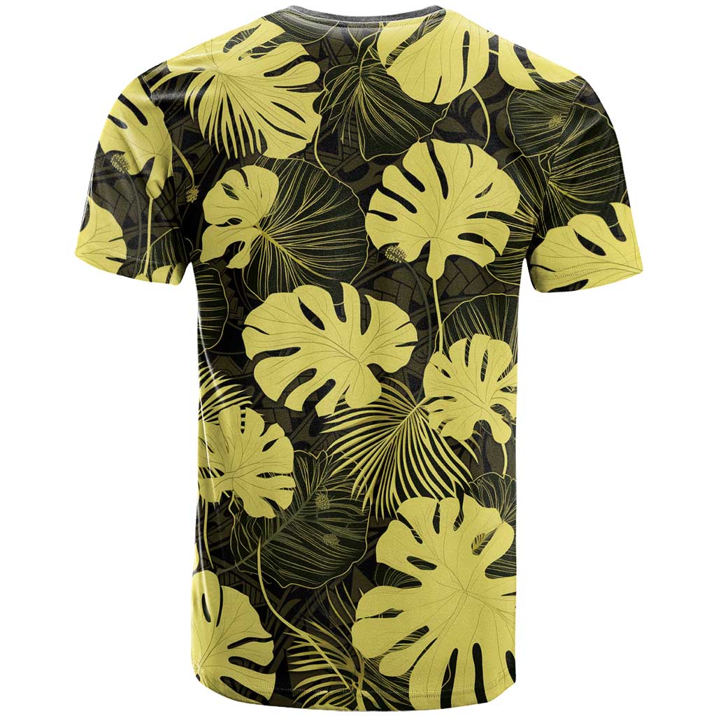 Yellow Hawaii Kukui Nut Lei T Shirt Hawaiian Pattern Monstera Tropical Vibes - Polynesian Pride
