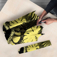 Yellow Hawaii Kukui Nut Lei Umbrella Hawaiian Pattern Monstera Tropical Vibes - Polynesian Pride
