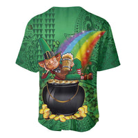 Hawaii Saint Patrick's Day Baseball Jersey Funny Leprechaun With Pot Of Gold - Polynesian Tattoo LT14 - Polynesian Pride