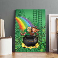 Hawaii Saint Patrick's Day Canvas Wall Art Funny Leprechaun With Pot Of Gold - Polynesian Tattoo