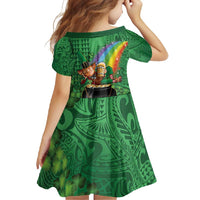Hawaii Saint Patrick's Day Family Matching Off Shoulder Maxi Dress and Hawaiian Shirt Funny Leprechaun With Pot Of Gold - Polynesian Tattoo