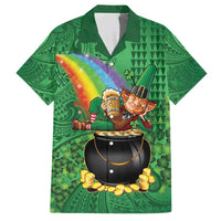 Hawaii Saint Patrick's Day Hawaiian Shirt Funny Leprechaun With Pot Of Gold - Polynesian Tattoo