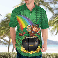 Hawaii Saint Patrick's Day Hawaiian Shirt Funny Leprechaun With Pot Of Gold - Polynesian Tattoo