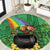 Hawaii Saint Patrick's Day Round Carpet Funny Leprechaun With Pot Of Gold - Polynesian Tattoo