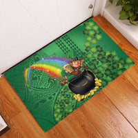 Hawaii Saint Patrick's Day Rubber Doormat Funny Leprechaun With Pot Of Gold - Polynesian Tattoo LT14 - Polynesian Pride
