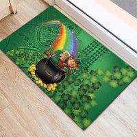 Hawaii Saint Patrick's Day Rubber Doormat Funny Leprechaun With Pot Of Gold - Polynesian Tattoo LT14 - Polynesian Pride