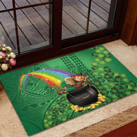Hawaii Saint Patrick's Day Rubber Doormat Funny Leprechaun With Pot Of Gold - Polynesian Tattoo LT14 - Polynesian Pride