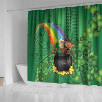 Hawaii Saint Patrick's Day Shower Curtain Funny Leprechaun With Pot Of Gold - Polynesian Tattoo LT14 - Polynesian Pride