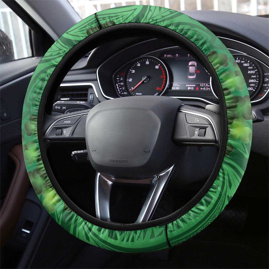 Hawaii Saint Patrick's Day Steering Wheel Cover Funny Leprechaun With Pot Of Gold - Polynesian Tattoo
