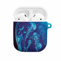 Purple Paradise Polynesia Jellyfish AirPods Case Plumeria Polynesian Tattoo Glowing Vibes