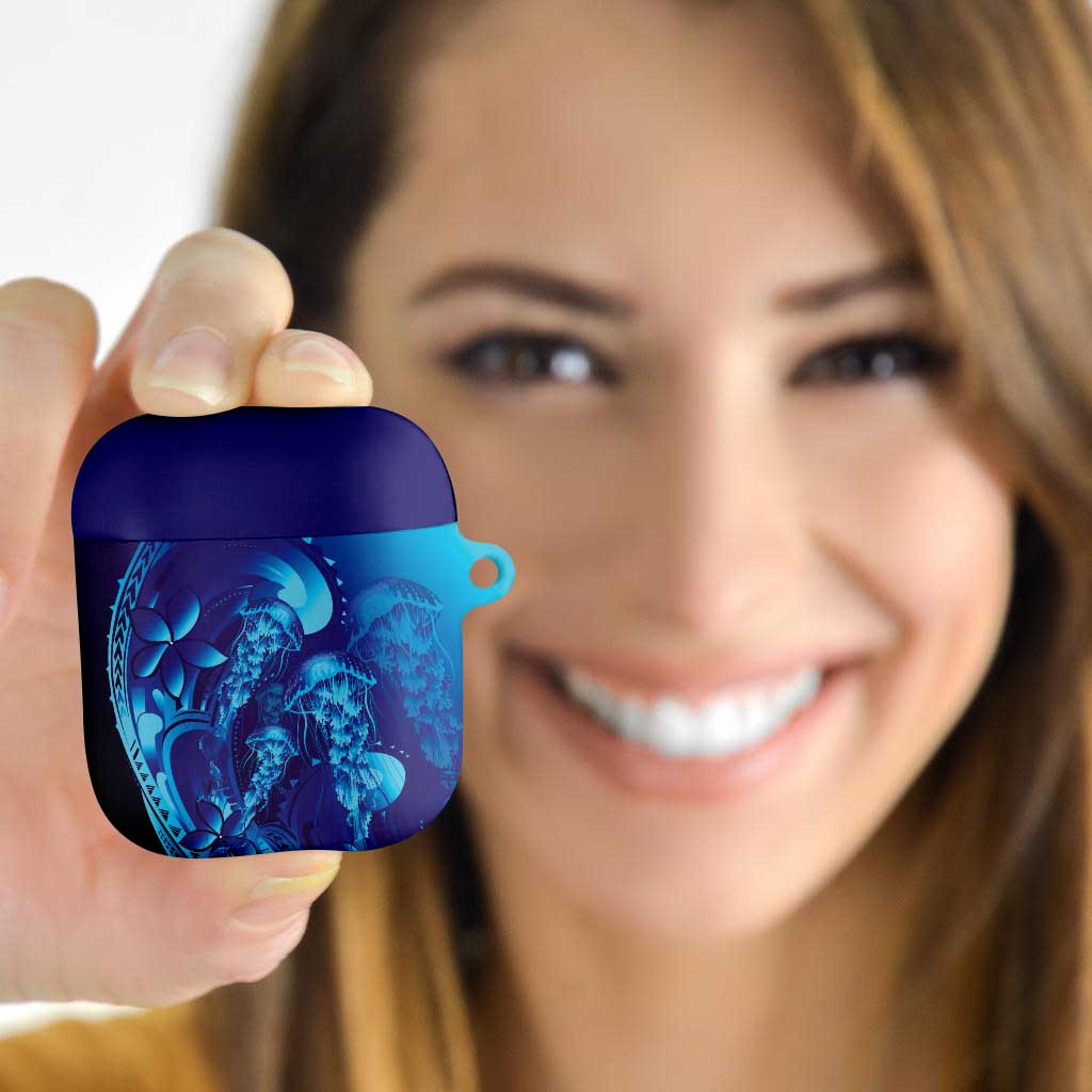 Purple Paradise Polynesia Jellyfish AirPods Case Plumeria Polynesian Tattoo Glowing Vibes