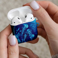 Purple Paradise Polynesia Jellyfish AirPods Case Plumeria Polynesian Tattoo Glowing Vibes