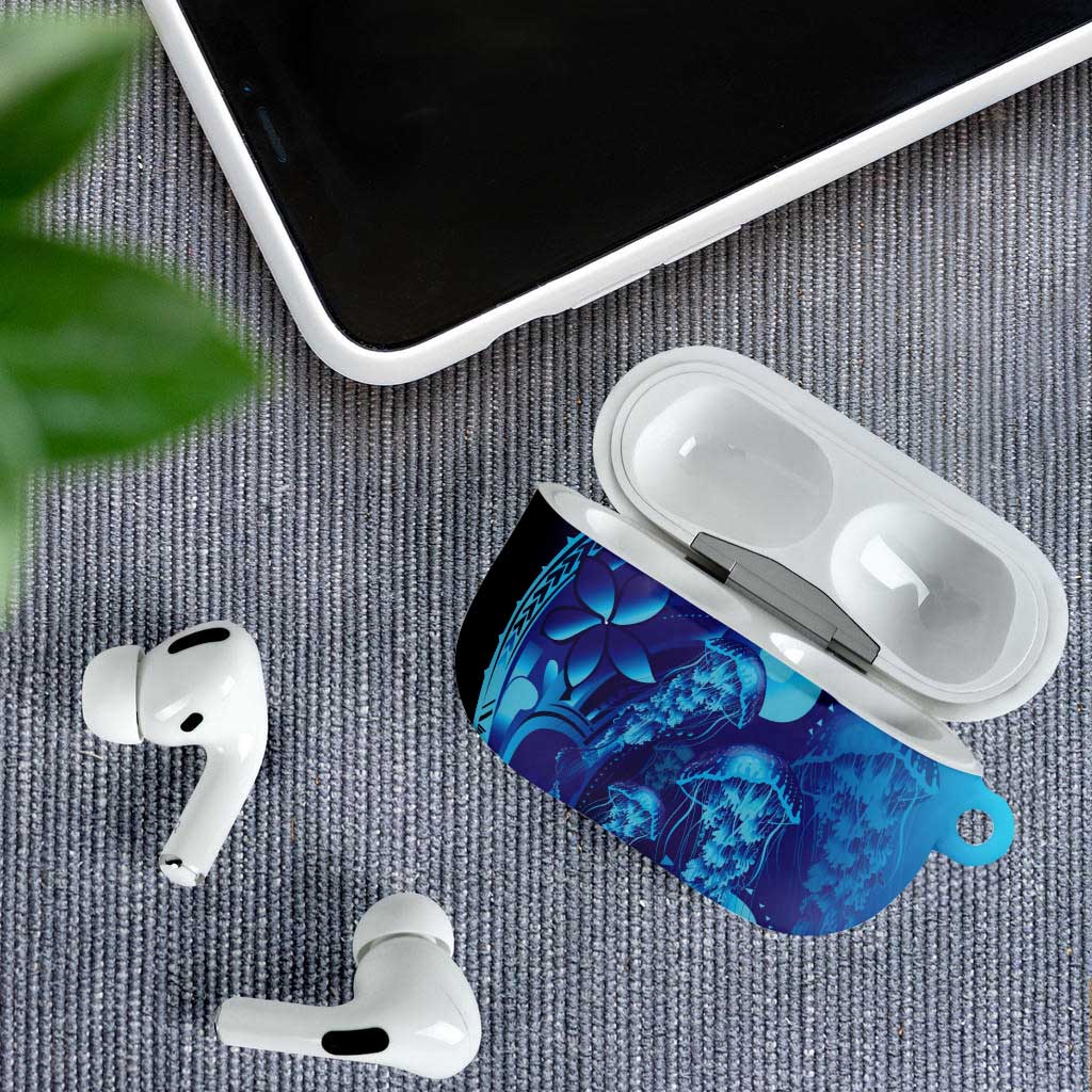Purple Paradise Polynesia Jellyfish AirPods Case Plumeria Polynesian Tattoo Glowing Vibes
