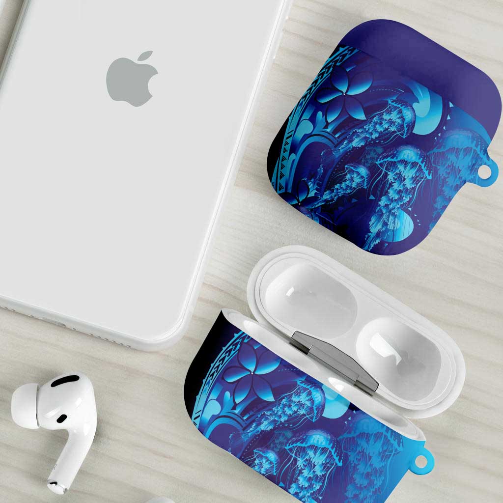 Purple Paradise Polynesia Jellyfish AirPods Case Plumeria Polynesian Tattoo Glowing Vibes