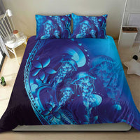 Purple Paradise Polynesia Jellyfish Bedding Set Plumeria Polynesian Tattoo Glowing Vibes