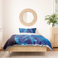 Purple Paradise Polynesia Jellyfish Bedding Set Plumeria Polynesian Tattoo Glowing Vibes