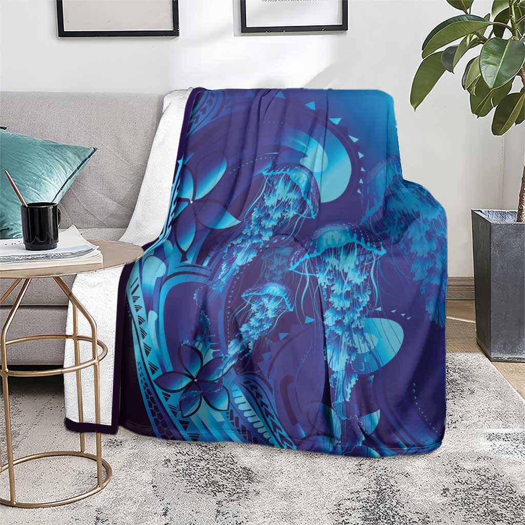 Purple Paradise Polynesia Jellyfish Blanket Plumeria Polynesian Tattoo Glowing Vibes