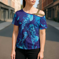 Purple Paradise Polynesia Jellyfish Cross Shoulder Shirt Plumeria Polynesian Tattoo Glowing Vibes LT14 - Polynesian Pride