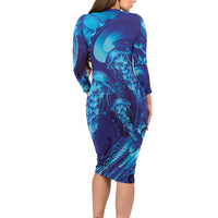 Purple Paradise Polynesia Jellyfish Family Matching Long Sleeve Bodycon Dress and Hawaiian Shirt Plumeria Polynesian Tattoo Glowing Vibes LT14 - Polynesian Pride