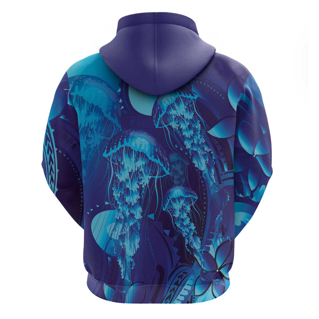 Purple Paradise Polynesia Jellyfish Hoodie Plumeria Polynesian Tattoo Glowing Vibes LT14 - Polynesian Pride