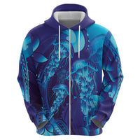 Purple Paradise Polynesia Jellyfish Hoodie Plumeria Polynesian Tattoo Glowing Vibes LT14 - Polynesian Pride
