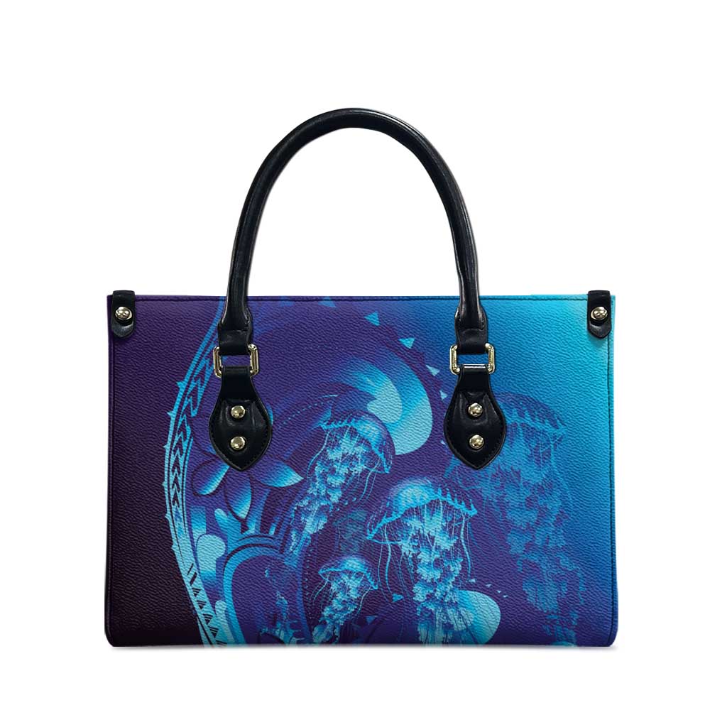 Purple Paradise Polynesia Jellyfish Leather Bag Plumeria Polynesian Tattoo Glowing Vibes LT14 - Polynesian Pride