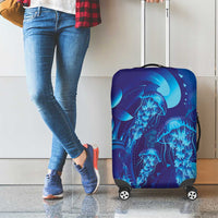 Purple Paradise Polynesia Jellyfish Luggage Cover Plumeria Polynesian Tattoo Glowing Vibes LT14 - Polynesian Pride