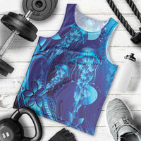 Purple Paradise Polynesia Jellyfish Men Tank Top Plumeria Polynesian Tattoo Glowing Vibes LT14 - Polynesian Pride