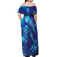 Purple Paradise Polynesia Jellyfish Off Shoulder Maxi Dress Plumeria Polynesian Tattoo Glowing Vibes