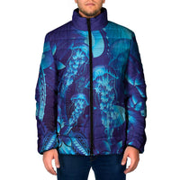 Purple Paradise Polynesia Jellyfish Padded Jacket Plumeria Polynesian Tattoo Glowing Vibes