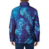 Purple Paradise Polynesia Jellyfish Padded Jacket Plumeria Polynesian Tattoo Glowing Vibes