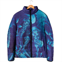 Purple Paradise Polynesia Jellyfish Padded Jacket Plumeria Polynesian Tattoo Glowing Vibes