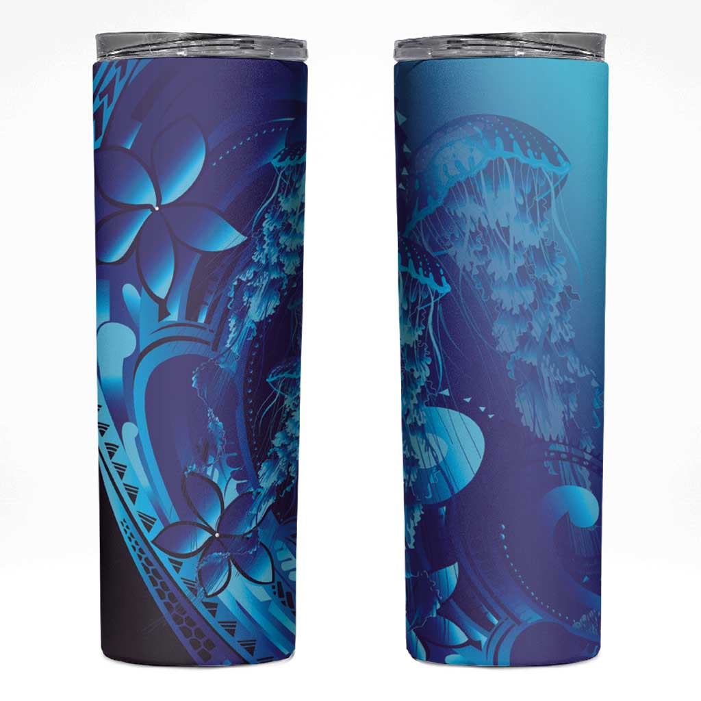 Purple Paradise Polynesia Jellyfish Skinny Tumbler Plumeria Polynesian Tattoo Glowing Vibes
