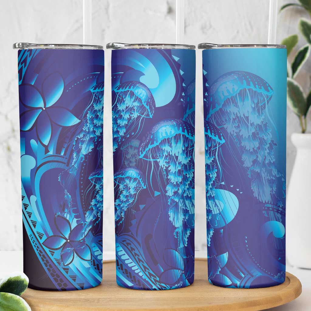 Purple Paradise Polynesia Jellyfish Skinny Tumbler Plumeria Polynesian Tattoo Glowing Vibes