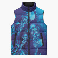 Purple Paradise Polynesia Jellyfish Sleeveless Puffer Jacket Plumeria Polynesian Tattoo Glowing Vibes LT14 Unisex Purple - Polynesian Pride