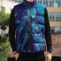 Purple Paradise Polynesia Jellyfish Sleeveless Puffer Jacket Plumeria Polynesian Tattoo Glowing Vibes LT14 - Polynesian Pride