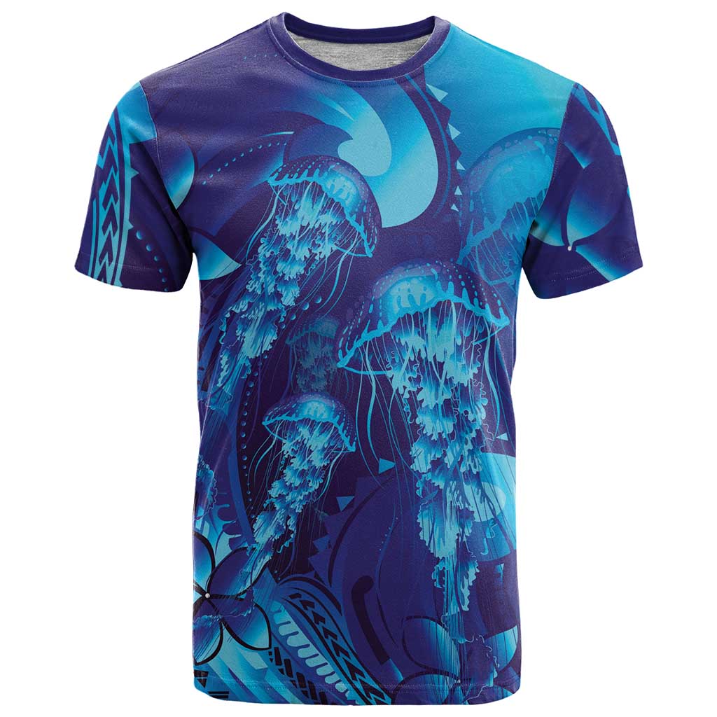 Purple Paradise Polynesia Jellyfish T Shirt Plumeria Polynesian Tattoo Glowing Vibes LT14 Purple - Polynesian Pride