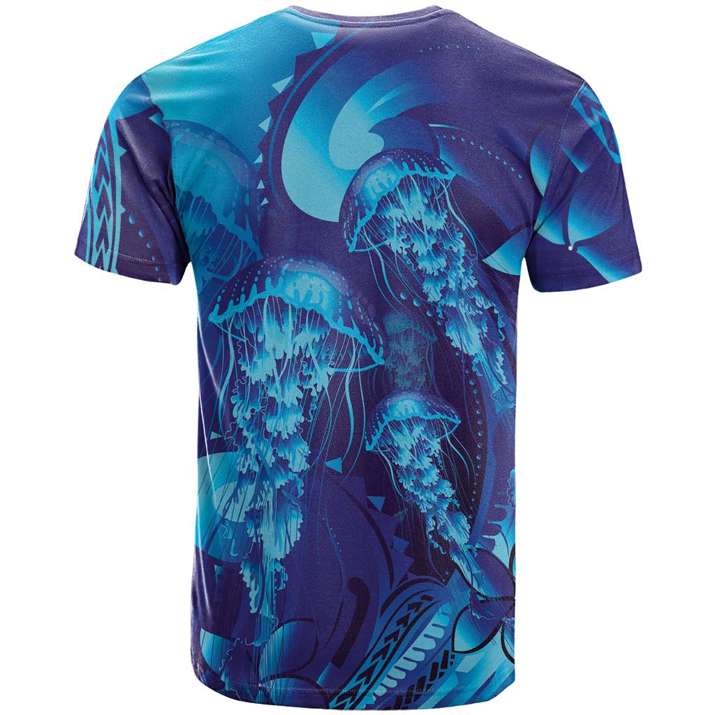 Purple Paradise Polynesia Jellyfish T Shirt Plumeria Polynesian Tattoo Glowing Vibes LT14 - Polynesian Pride
