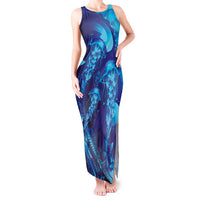 Purple Paradise Polynesia Jellyfish Tank Maxi Dress Plumeria Polynesian Tattoo Glowing Vibes