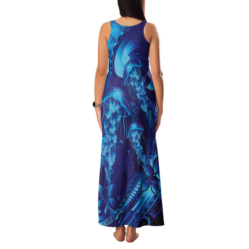 Purple Paradise Polynesia Jellyfish Tank Maxi Dress Plumeria Polynesian Tattoo Glowing Vibes