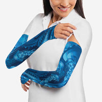 Blue Gradient Polynesia Jellyfish Arm Sleeves Plumeria Polynesian Tattoo Glowing Vibes