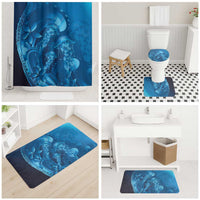 Blue Gradient Polynesia Jellyfish Bathroom Set Plumeria Polynesian Tattoo Glowing Vibes LT14 - Polynesian Pride