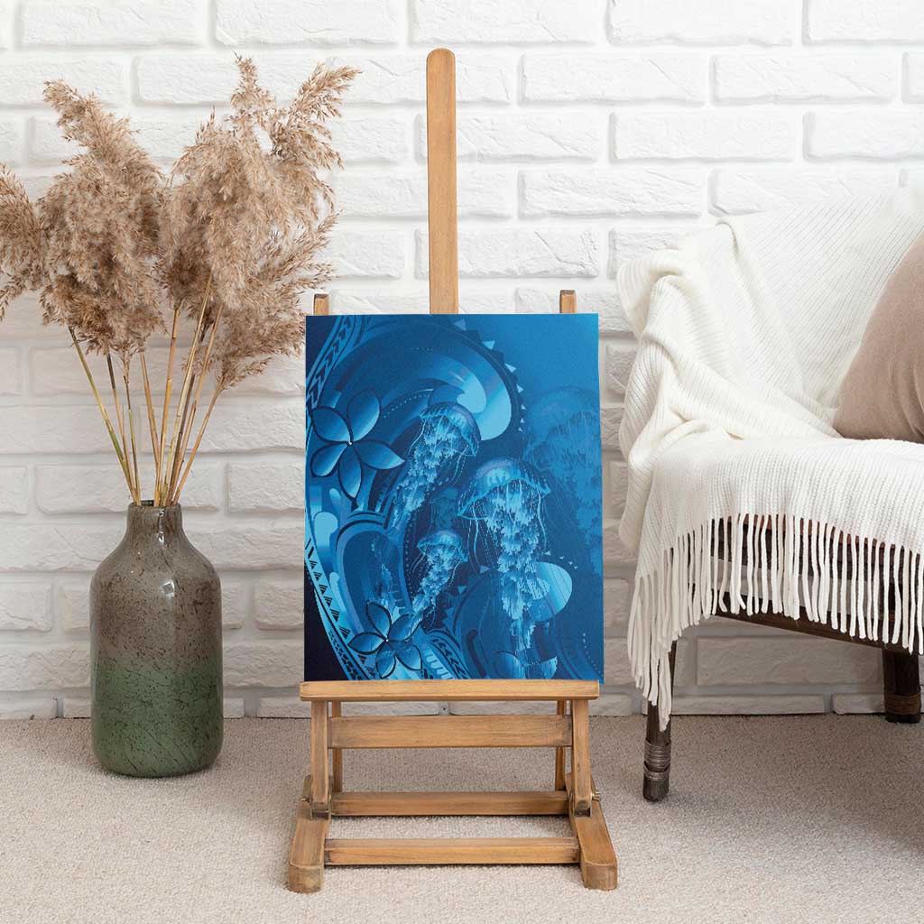 Blue Gradient Polynesia Jellyfish Canvas Wall Art Plumeria Polynesian Tattoo Glowing Vibes LT14 - Polynesian Pride