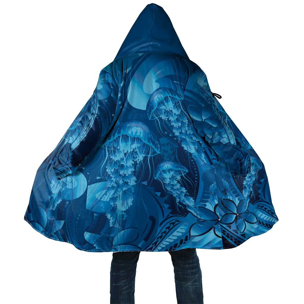 Blue Gradient Polynesia Jellyfish Cloak Plumeria Polynesian Tattoo Glowing Vibes