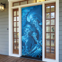 Blue Gradient Polynesia Jellyfish Door Cover Plumeria Polynesian Tattoo Glowing Vibes
