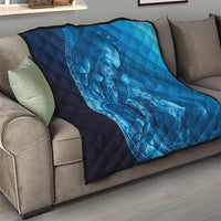 Blue Gradient Polynesia Jellyfish Quilt Plumeria Polynesian Tattoo Glowing Vibes